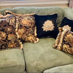  6 PC J. QUEEN VALDOSTA ALICANTE FLORAL JACOBEAN BLACK THROW PILLOW SET