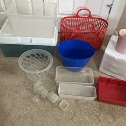 Assorted Storage Bins And Containers