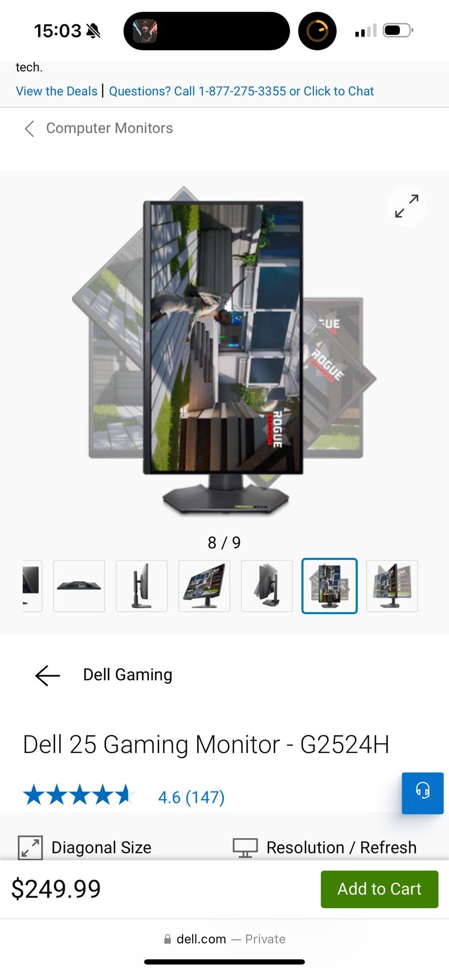 Dell Flat Panel Gaming Monitor 280 Hz