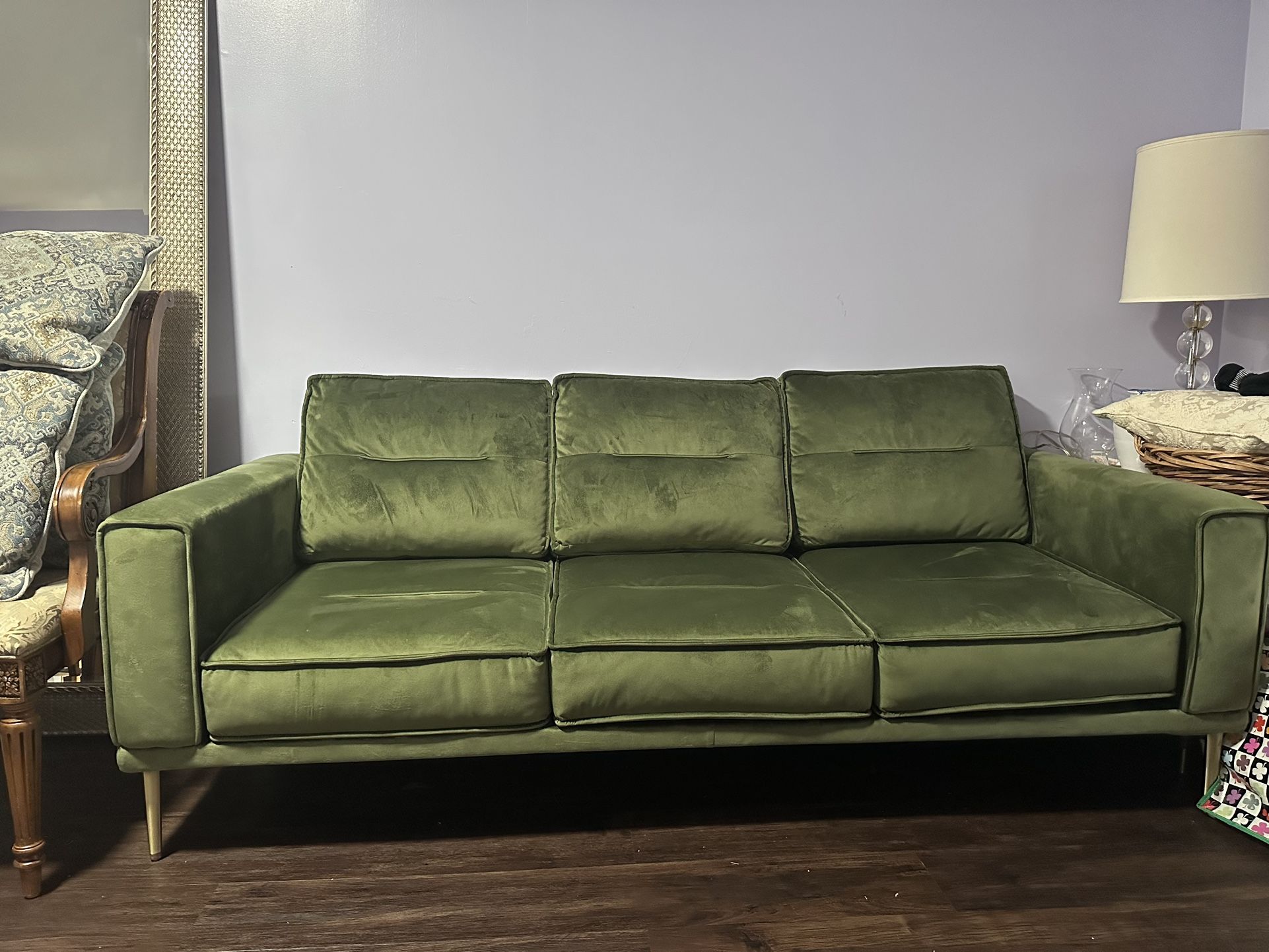 Green Suede Sofa Set