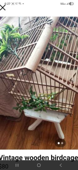 Vintage Wooden Birdcage 