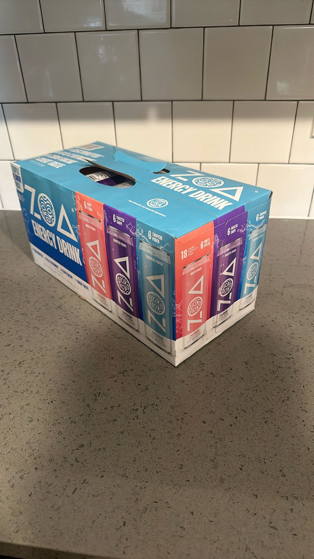 ZOA 18 Pack Energy Drink. Unopened 12 Oz 
