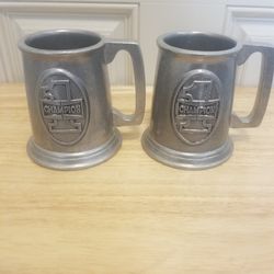 A Pair Of WiILTON Co Champion Spark Plugs PEWTER STEIN Mug Vintage Tankard USA Vintage #1

