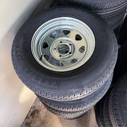 New trailer tires in stock.  14, 15 and 16inch with rims.