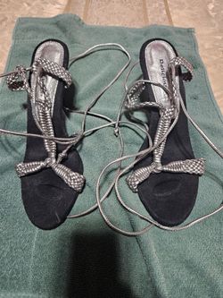 Delicious Silver Braided Lace-Up Sandals