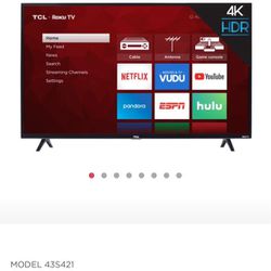TCL 43” Roku Smart TV + Wall Mount 