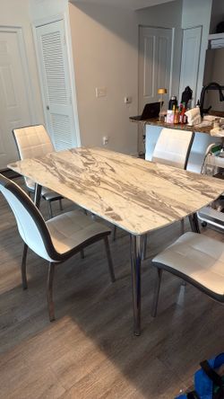 Dining table marble texture