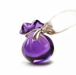 Womens Sterling Silver Genuine Amethyst Crystal Quartz Pendant Necklace For Women Gift