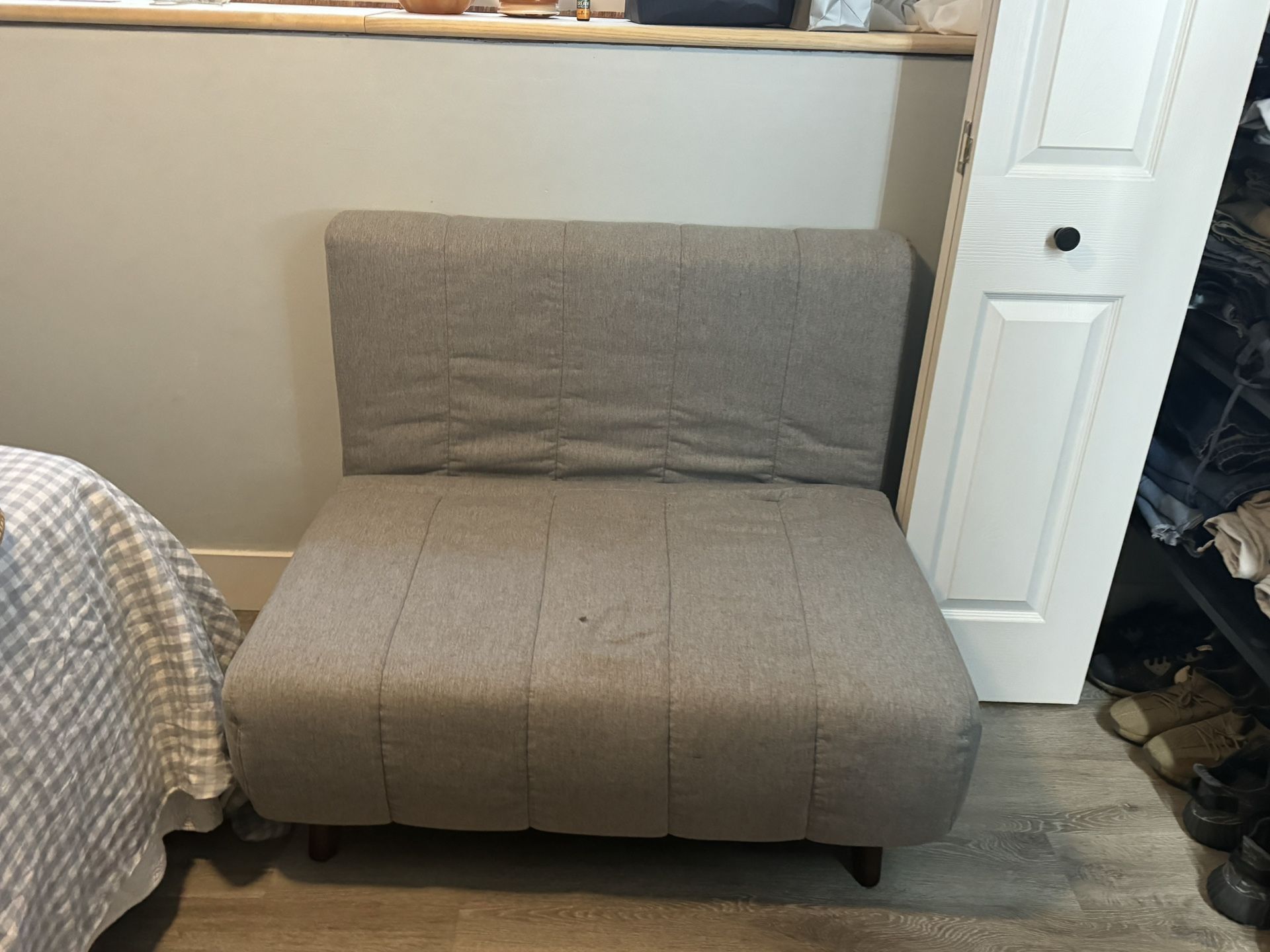 2 Seater Convertible Mini Couch/ Sleeper Grey