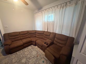 Brown Microfiber Reclining Sectional Sofa