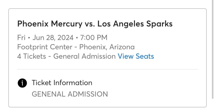 Mercury TICKETS (4) On 6/28
