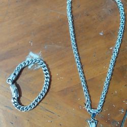 stainless steel- chain, charm, and bracelet