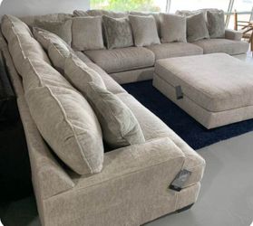Natural White Parchment Modular Sectional Couch With Chaise| 12 Months No interest | Brand New | Home Decor 