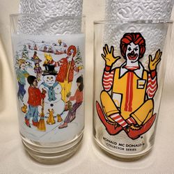 Vintage McDonald’s Collector Glasses Set (2) - 1977 Ronald & 1980s Snowman