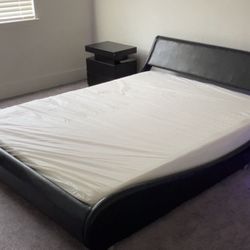 Black Leather Platform Bed Frame $350