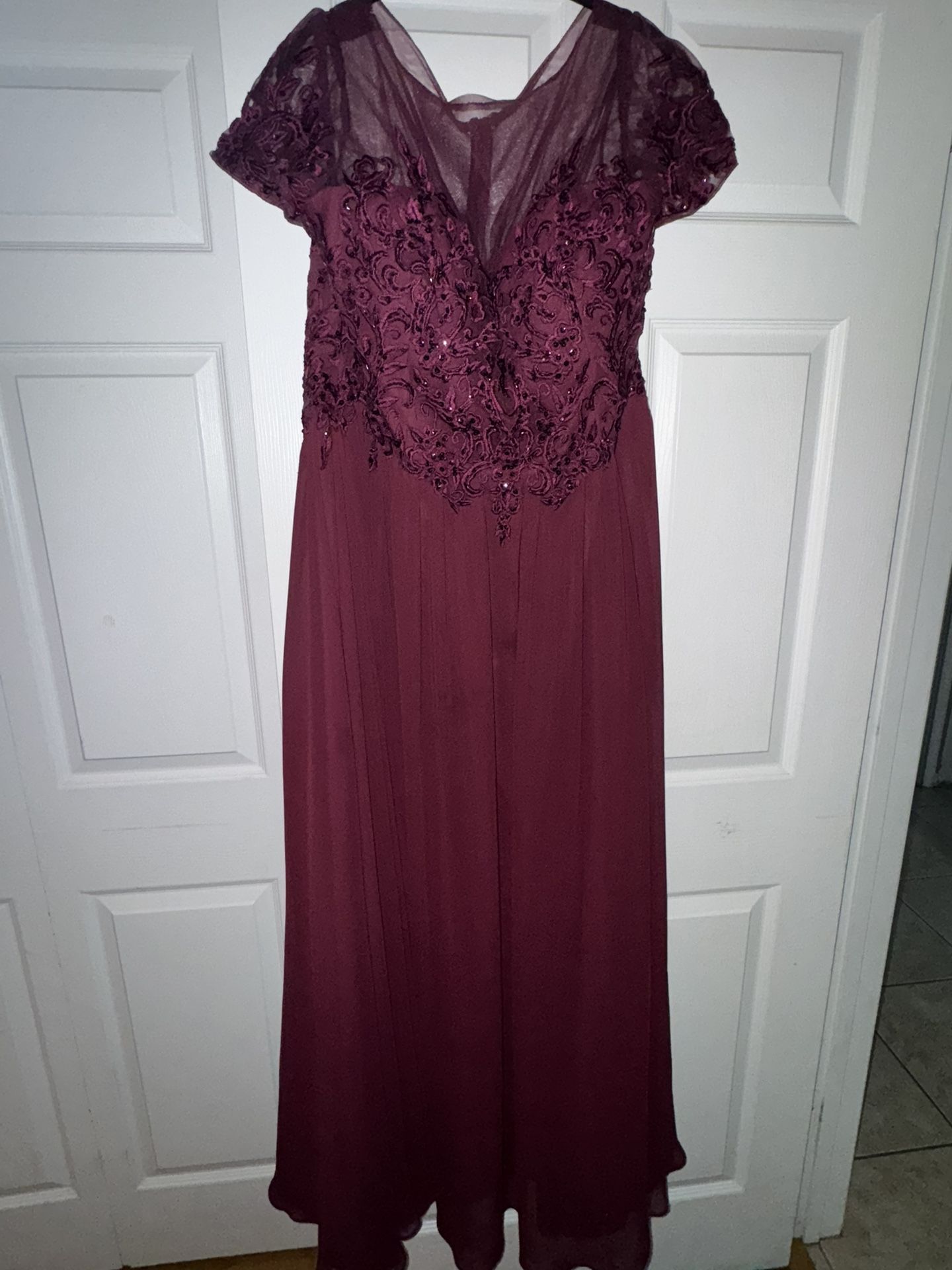 Morilee Madeline Gardner burgundy dress