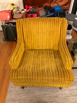 Vintage 1970s Mid-Century Striped Velour Rocking Chair – Great Condition!