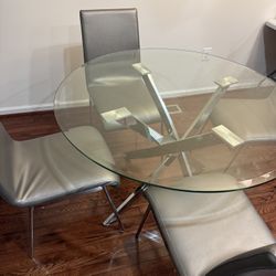 Round Glass Dining Table with Chairs