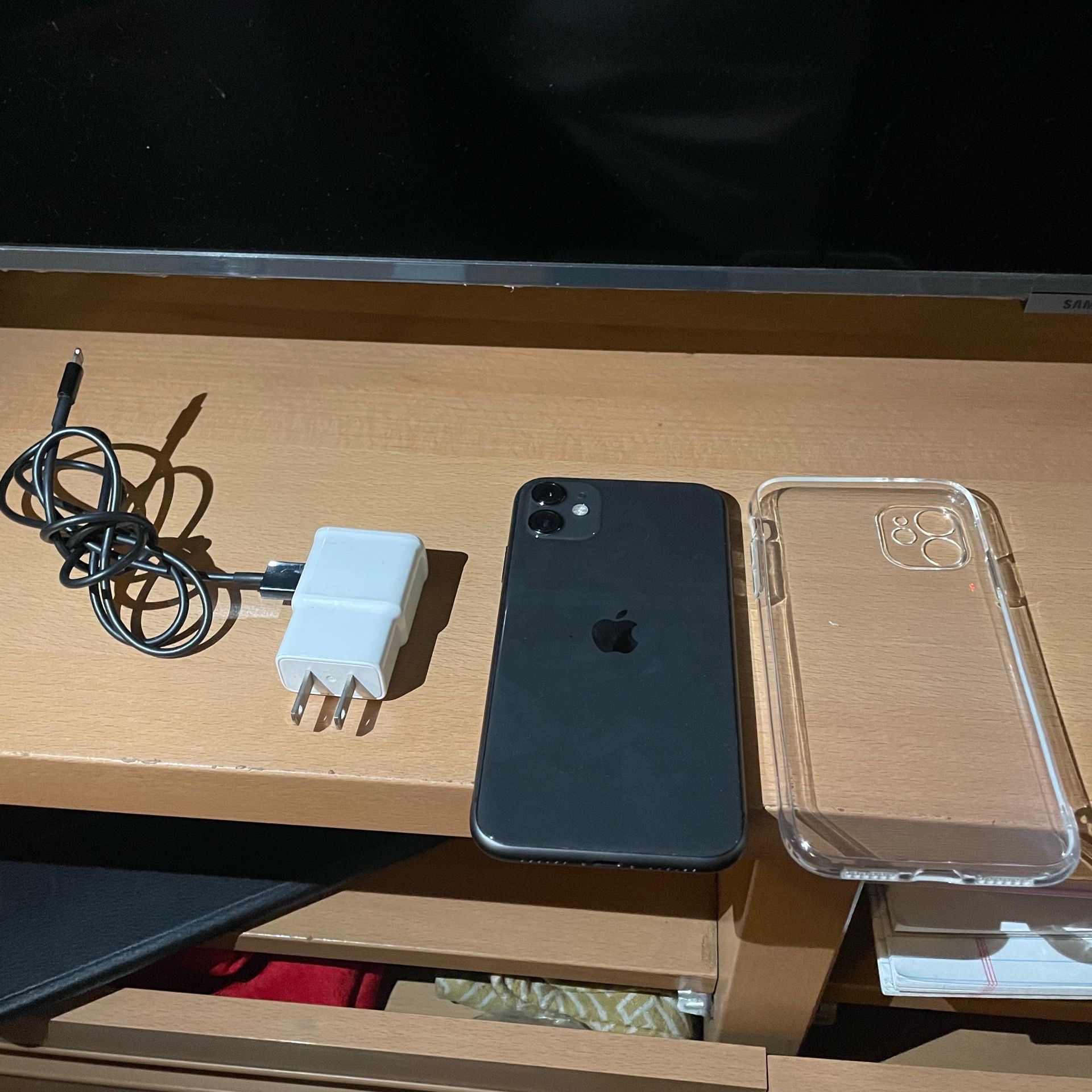 iPhone 11 with charger and case 74% battery health