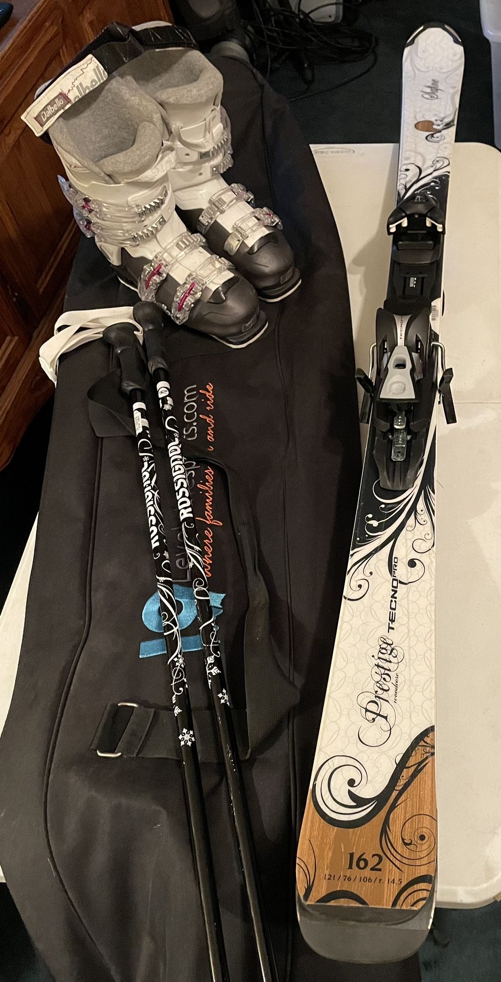 Skis with Poles, Boots and Bag 