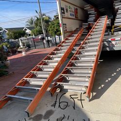 Excellent condition, 16 feet and more sizes available heavy duty double side, fiberglass ladders