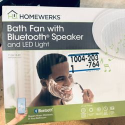 Homewerks Bath Fan with Bluetooth Speaker and LED Light – Brand New in Box!