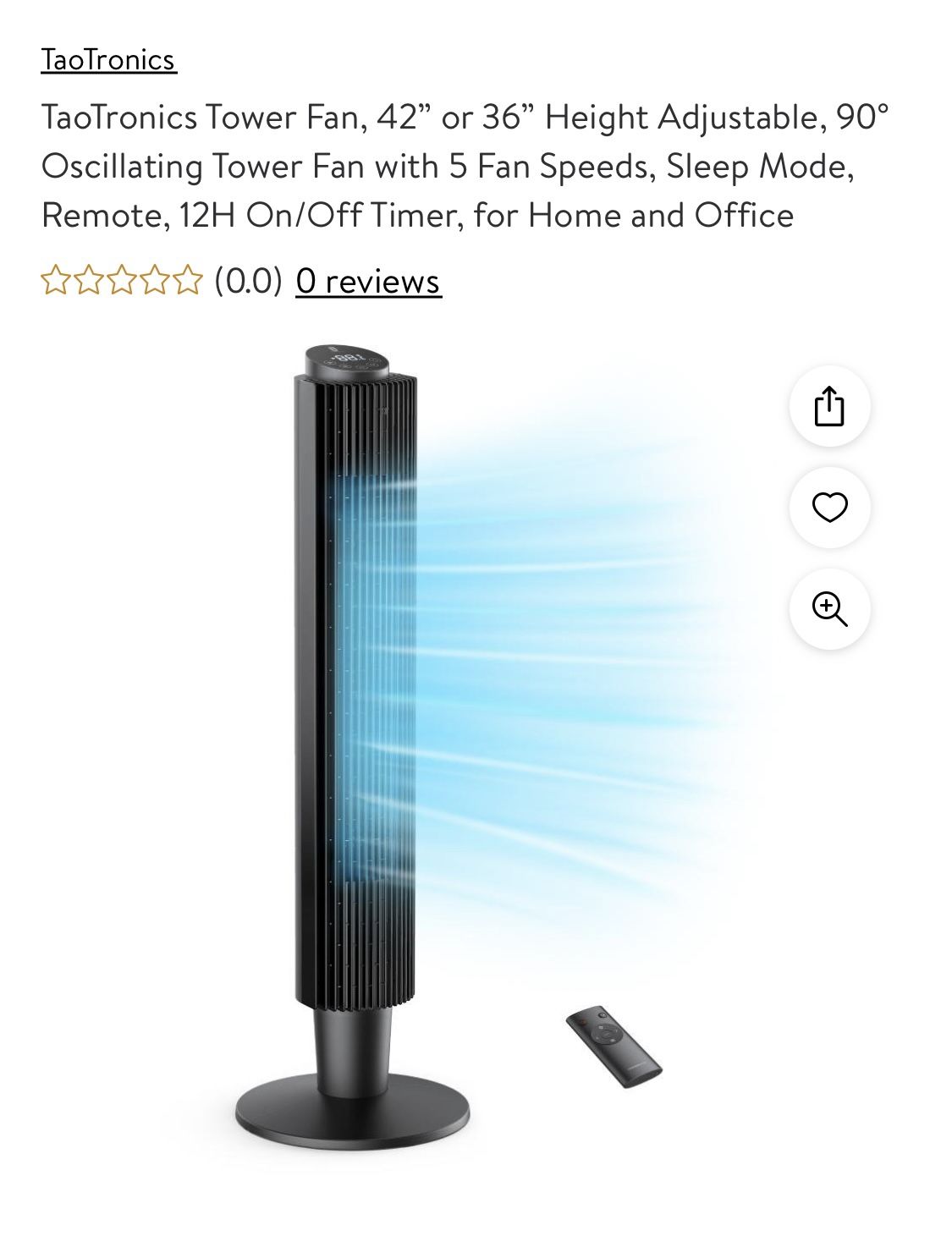 Fan - TaoTronicOscillating 42 inches Tower Fan with 5 Fan Speeds, Sleep Mode, 12H On/Off Timer