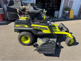 SLIGHTLY USED RYOBI 80V HP BRUSHLESS 54" LITHIUM ELECTRIC ZERO TURN RIDING MOWER.
