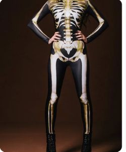 Albizia Women's Skull Skeleton Halloween Costume Jumpsuit