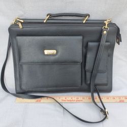 Pierre Balmain Paris Vintage Black Pebbled Leather Briefcase Document Laptop Bag