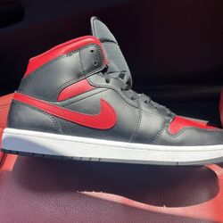 Jordan 1 Mid Red And Black Size 12