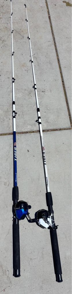 Pair of Shakespeare Tiger Spincast Combo Fishing Rods