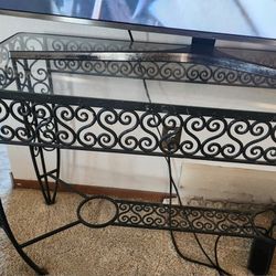 Wrought Iron Glass Top Table 