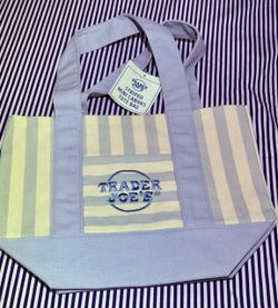 Trader Joe's Striped Mini Canvas Tote Bag