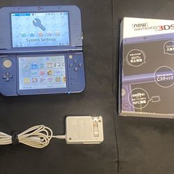 REGION FREE New 3DS LL Metallic Blue Top IPS Modded with Original box