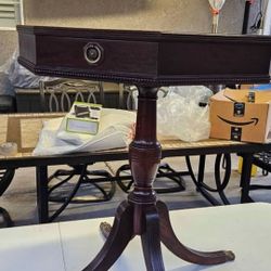 Octagonal Wood Pedestal Table  W Drawer Claw Feet