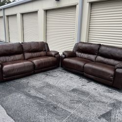 Leather Reclining Sofa Set 