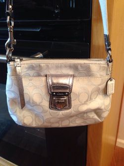 Authentic Coach Signature C Crossbody - White w/Metallic Gray