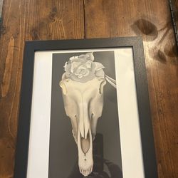 Georgia O’keefe Skull + Flower Print and frame