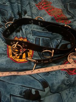Bondage Punk Goth Belt 38 Black Leather O-Ring Belt 44 Inches