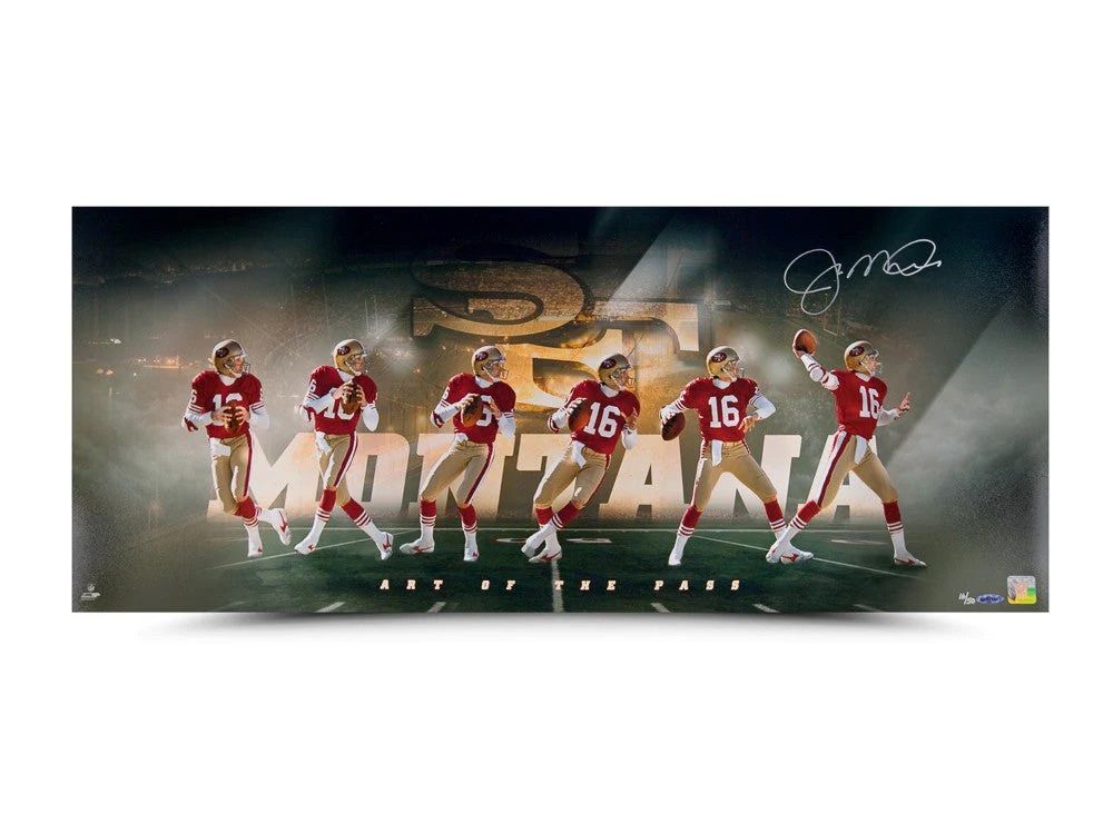 Joe Montana Autographed “Art Of The Pass” Poster 36x15 50/50