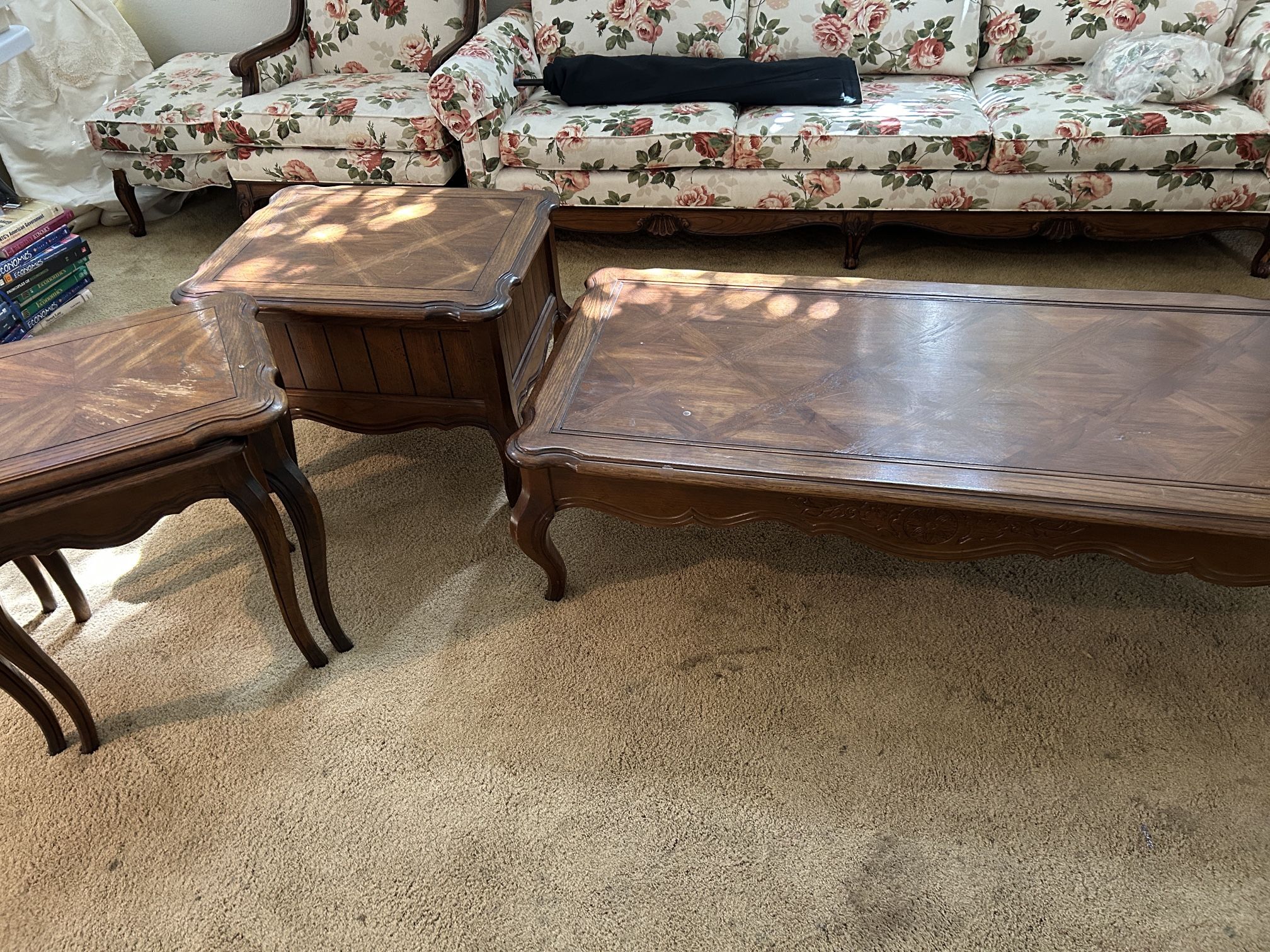 3 Piece Coffee Table, End Table Nesting Tables