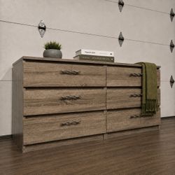 HUGE 6-Drawer Dresser for Bedroom or Nursery, Rustic Oak
