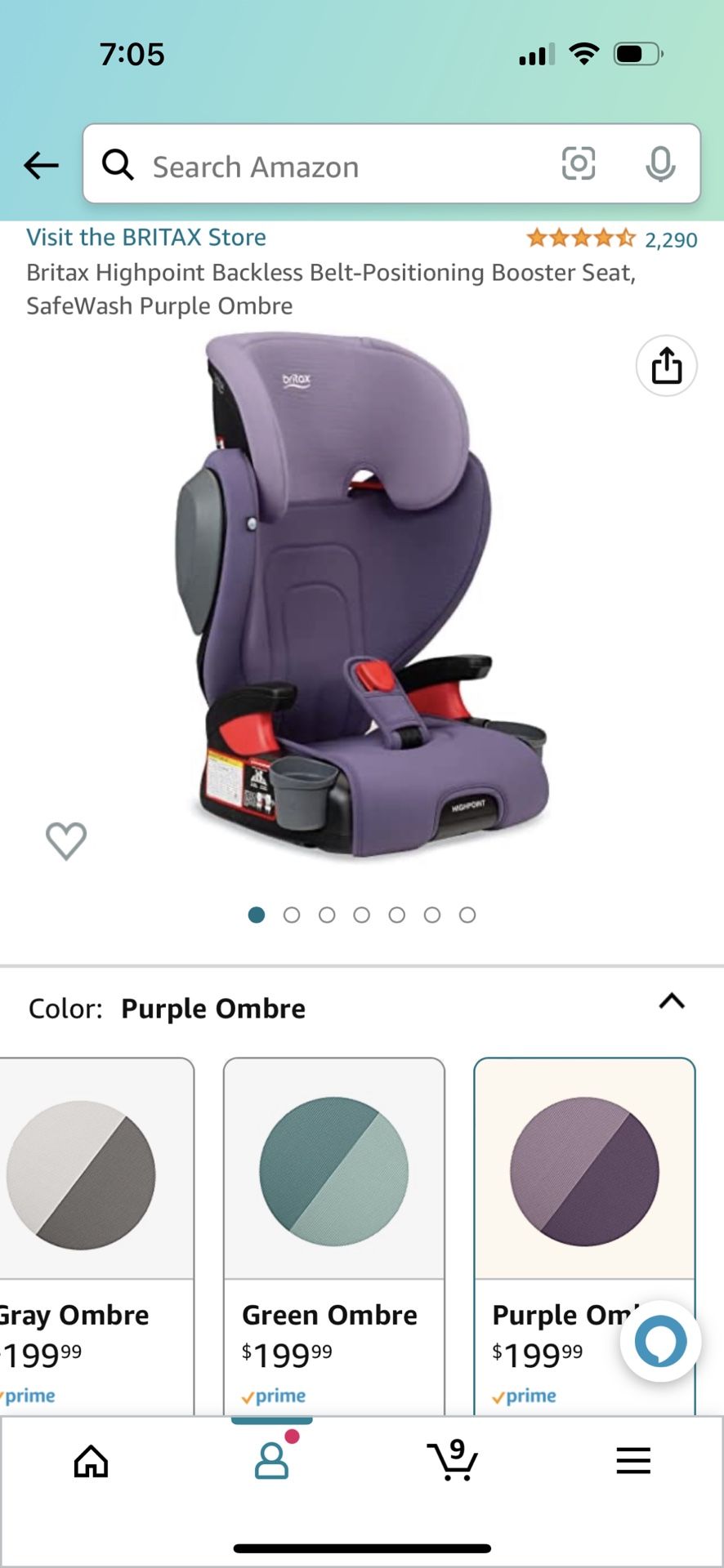 Britax Highpoint Backless Belt-Positioning Booster Seat, SafeWash Purple Ombre