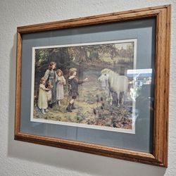 “A Tempting Bait” Arthur John Elsley 1960s Print of 1908 painting 23"x19" SIGNED