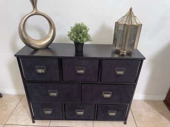 Industrial Metal Storage Cabinet 9 Drawer Organizer Rustic Black Wood Top