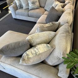 Ardsley Pewter Grey 4 Piece Huge U Shaped Sectional Sofa With Chaise