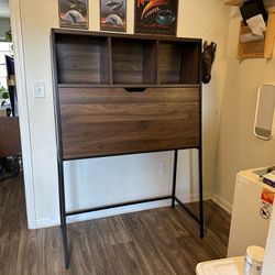 Secretary Desk with Hutch and Charging Station Walnut
