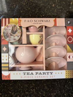 9 piece Ceramic Tea Set , Manufactured by F.A.O. SCHWARTS)