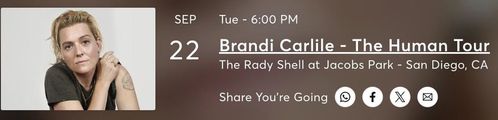 Brandi Carlile - The Rady Shell (4 tickets)
